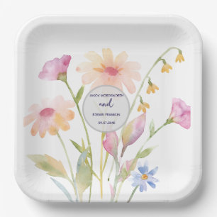 watercolor flower editable Paper Plate