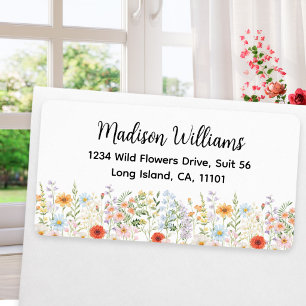 Watercolor Flower Elegant Script Return Address Label