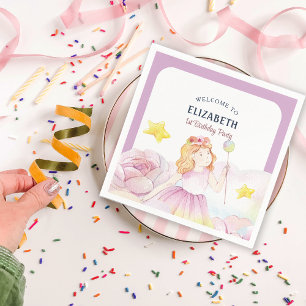 Watercolor Flower Fairy Girl Birthday Party Napkin
