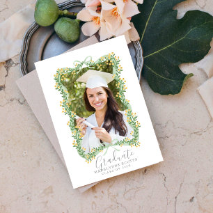Watercolor Flower Frame Graduate Photo Invitation