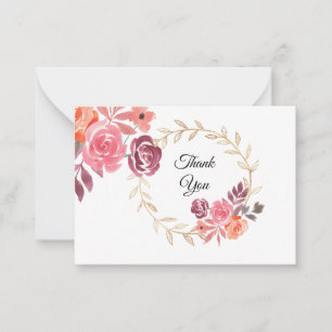 Watercolor Flower Frame Thank You Card