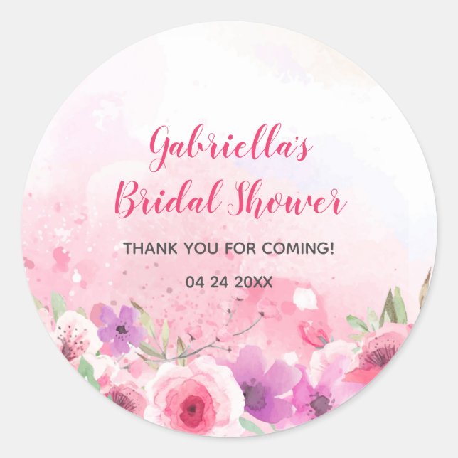 Watercolor Flower Garden Special Occasion Classic Round Sticker (Front)
