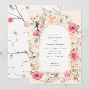 Watercolor flower garden, spring bloom floral invitation