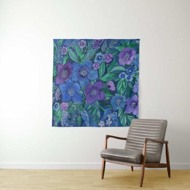 Watercolor, flower garden tapestry (In Situ)