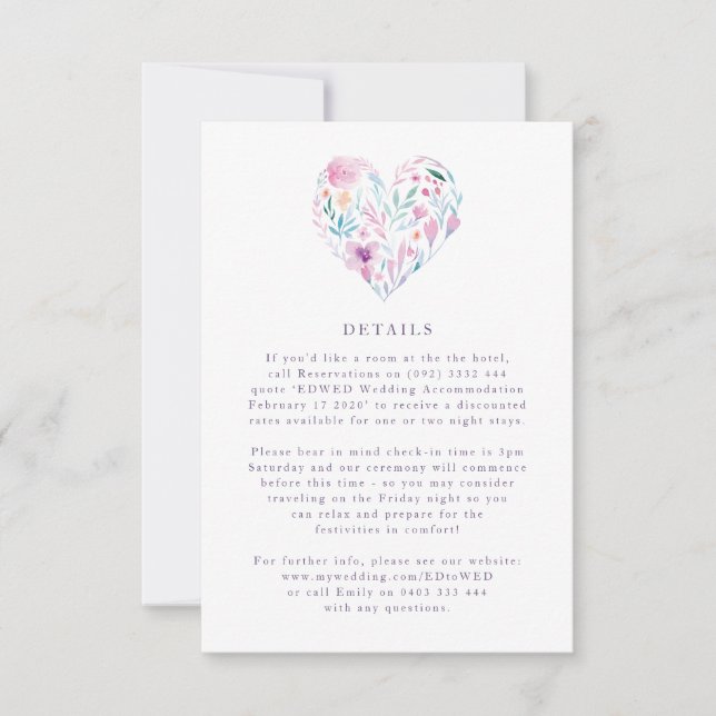 Watercolor Flower Heart RSVP Card (Front)