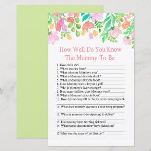 Watercolor Flower How well do you know baby shower