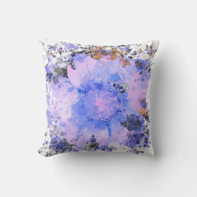 Watercolor Flower - Indigo  Cushion (Front)