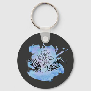 watercolor flower key ring