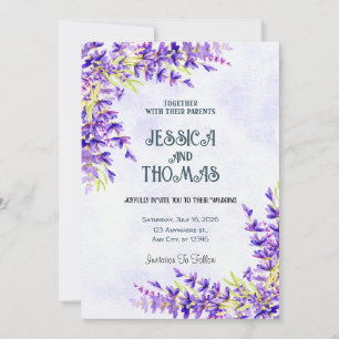Watercolor Flower Lavender Wedding Invitation
