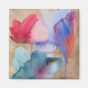 Watercolor flower modern floral art design magnet