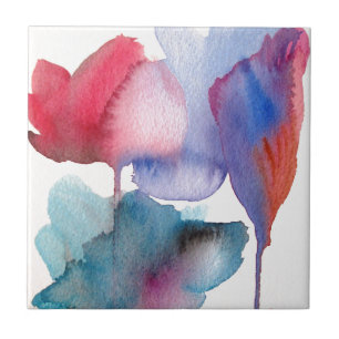 Watercolor flower modern floral art design tile