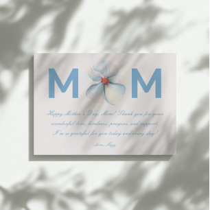 Watercolor Flower MOM Mother's Day Script Greeting Card