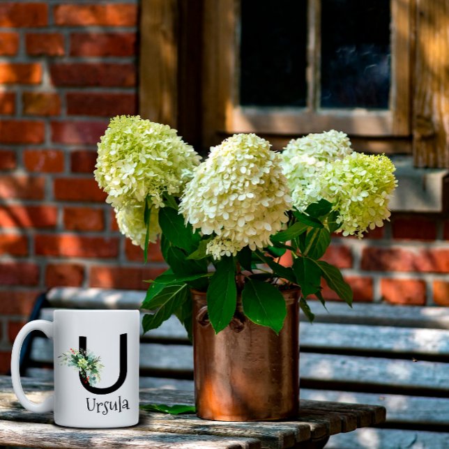 Watercolor flower monogram retirement coffee mug (Creator Uploaded)