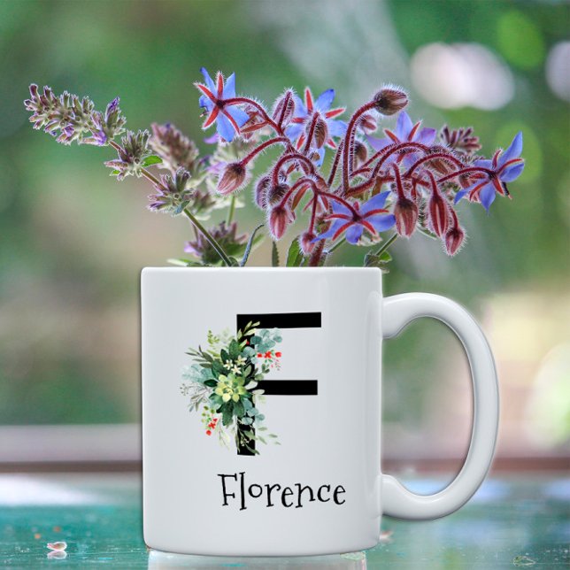 Watercolor flower monogram retirement coffee mug (Creator Uploaded)