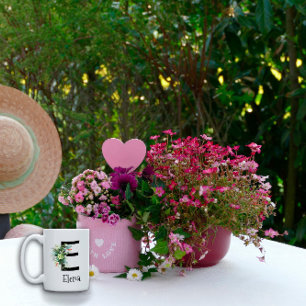 Watercolor flower monogram retirement coffee mug