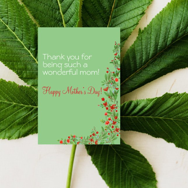 Watercolor flower mother day green holiday card (Creator Uploaded)