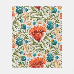 Watercolor flower motif background. Hand painted e Fleece Blanket