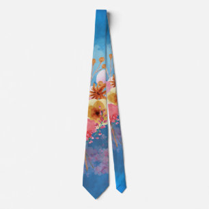 watercolor Flower Neck Tie