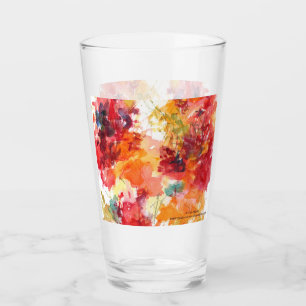 Watercolor Flower Painting Red Orange Floral Fall Glass