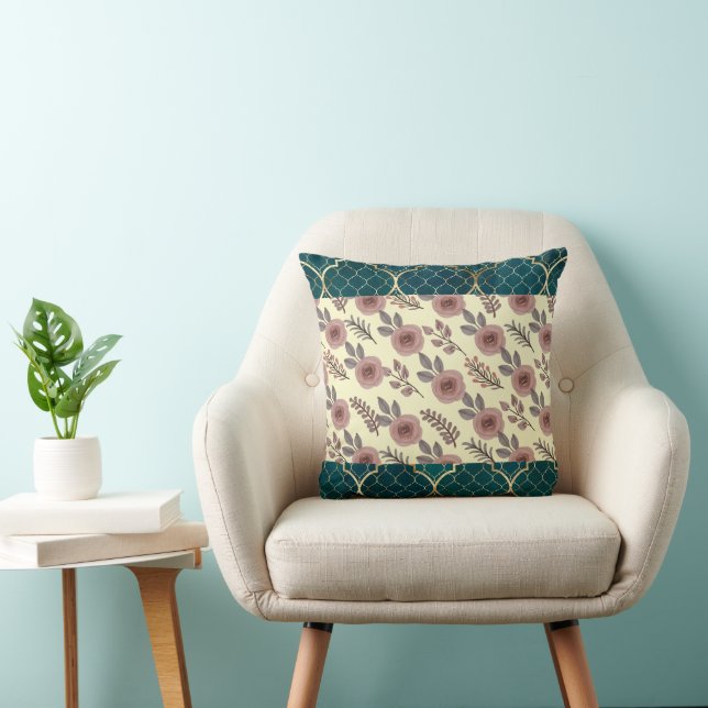 Watercolor Flower Pattern Cushion (Chair)