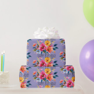 Watercolor Flower Pattern | Modern Bright Floral Wrapping Paper