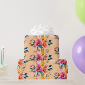 Watercolor Flower Pattern | Modern Bright Floral Wrapping Paper