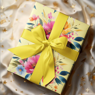 Watercolor Flower Pattern | Modern Bright Floral Wrapping Paper