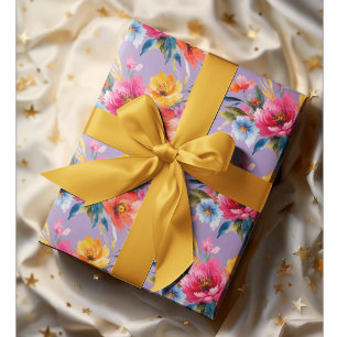 Watercolor Flower Pattern   Modern Bright Floral  Wrapping Paper