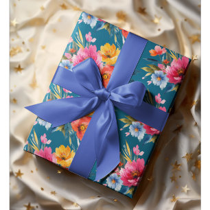 Watercolor Flower Pattern Modern Bright Floral Wrapping Paper