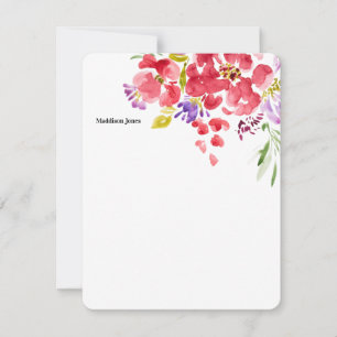 Watercolor flower personalised note card