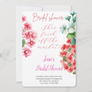 Watercolor Flower Pot Bridal Shower Garden Party Invitation