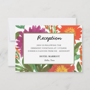 Watercolor Flower Reception Card