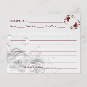 Watercolor Flower Recipe card