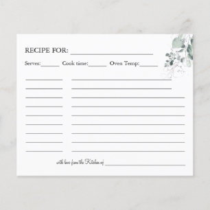 Watercolor Flower Recipe card