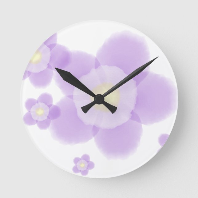 Watercolor Flower Round Clock (Front)