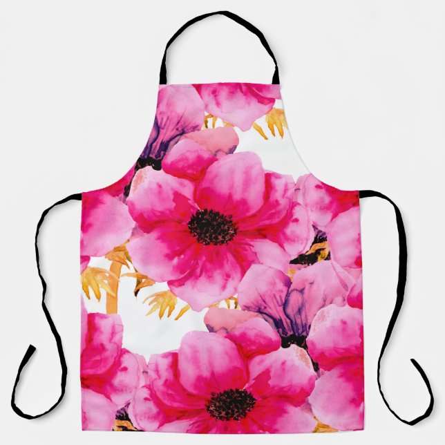Watercolor flower seamless pattern background,beau apron (Front)