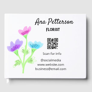 Watercolor flower shop business add name florist q guest book
