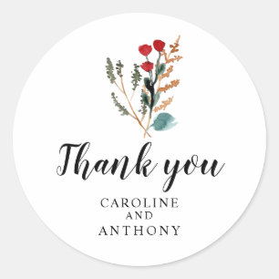 Watercolor Flower Simple Classic Round Sticker