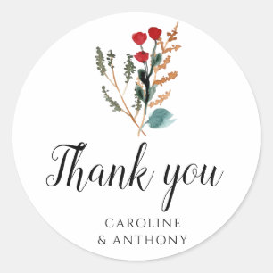 Watercolor Flower Simple Classic Round Sticker