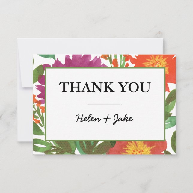 Watercolor Flower Thank You Card (Front)