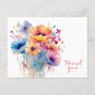 Watercolor Flower thank you  Postcard