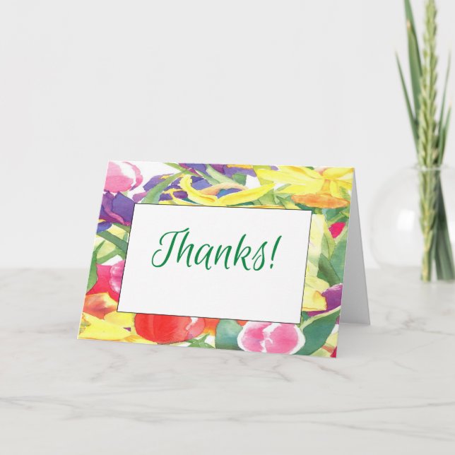 Watercolor Flower Thanks Card (Front)