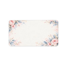 Watercolor Flower Wedding Address Labels Dusty Blu