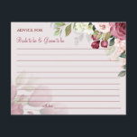 Watercolor Flower Wedding Advice card shower<br><div class="desc">Add your information and for further customisation,  click the link "click to customise further".
~ Check collection for matching games,  invitation,  signs,  and more ~</div>