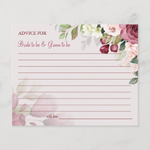 Watercolor Flower Wedding Advice card shower