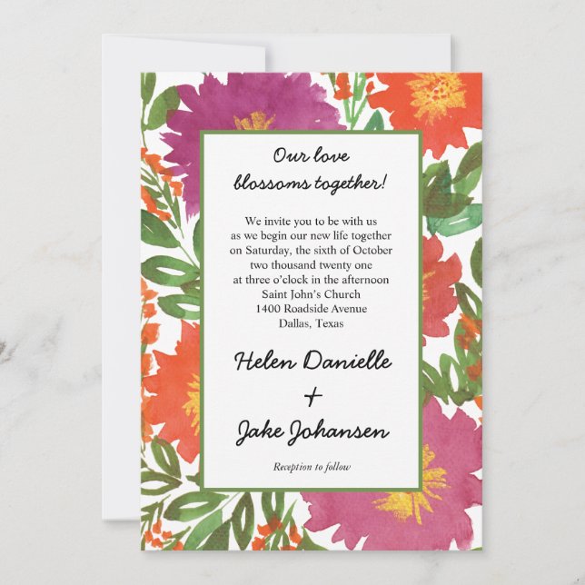 Watercolor Flower Wedding Invitation (Front)