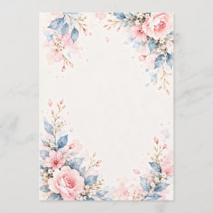 Watercolor Flower Wedding Program Card Dusty Blue