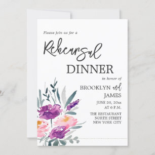 Watercolor Flower Wedding Rehearsal Invitations
