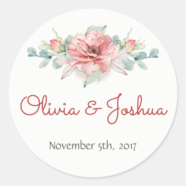 Watercolor Flower Wedding Stickers (Front)