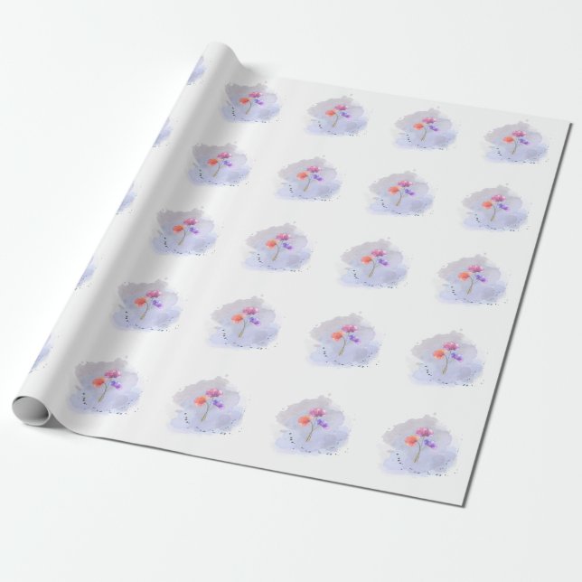 watercolor flower wrapping paper (Unrolled)